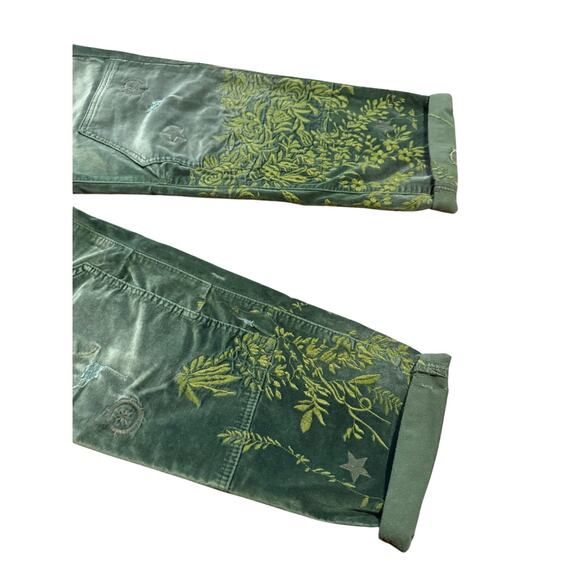 Pilcro for Anthroplogie Velvet Green Emroidered The Wanderer Pants - Picture 11 of 14